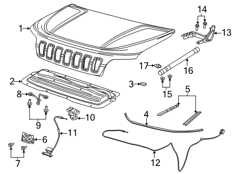 2021 Jeep Cherokee Hood & Components Seal-Hood To Fender Diagram for 68493710AA