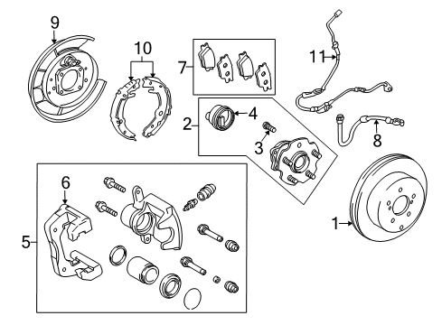 2012 Lexus HS250h Rear Brakes Mounting, Rear Disc Brake Diagram for 47821-72011