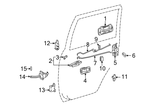 2006 Toyota Land Cruiser Rear Door - Lock & Hardware Rear Door Outside Handle Assembly, Left Diagram for 69240-60081-B4
