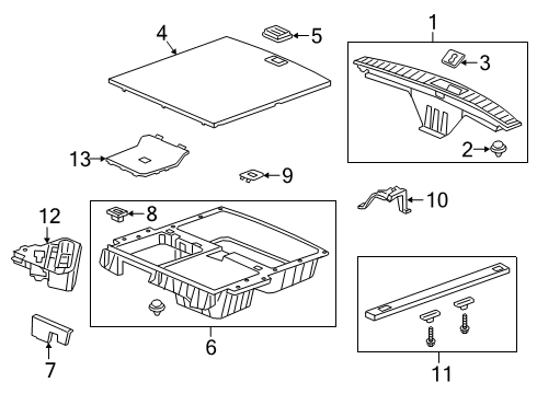 2022 Acura RDX Interior Trim - Rear Body Bin, Cargo (Deep Black) Diagram for 83310-TJB-A00ZA