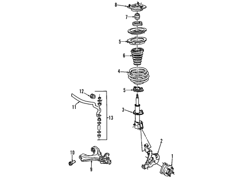 2009 Buick Lucerne Front Suspension Components, Lower Control Arm, Ride Control, Stabilizer Bar Front Springs Diagram for 25857394