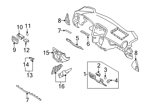 2006 Hyundai Sonata Cluster & Switches, Instrument Panel Rotor-Glove Box Diagram for 81521-3KA00