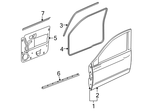 2008 Mitsubishi Raider Front Door WEATHERSTRIP-Body Side Diagram for 55112128AG
