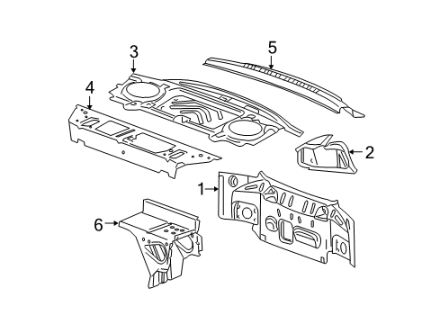 2005 Chevrolet Cobalt Rear Body Extension Asm-Rear Window Panel Diagram for 15887746