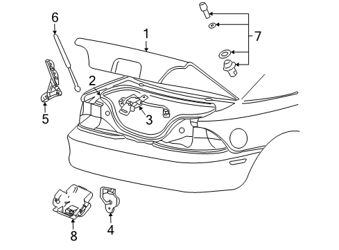 2005 Ford Mustang Trunk Lid Support Cylinder Diagram for 5R3Z-63406A10-AA