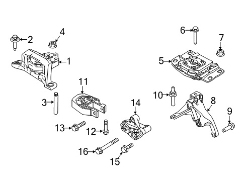 2016 Ford Focus Engine & Trans Mounting Transmission Mount Bracket Bolt Diagram for -W500132-S442