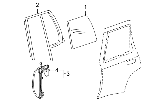 2005 GMC Envoy Rear Door Fixed Glass Diagram for 25949484