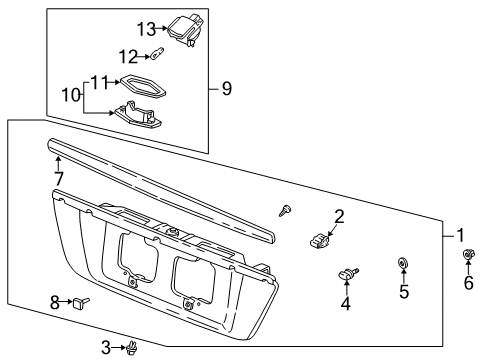 2002 Acura RL License Lamps Light Assembly, License Diagram for 34100-SZ3-A01