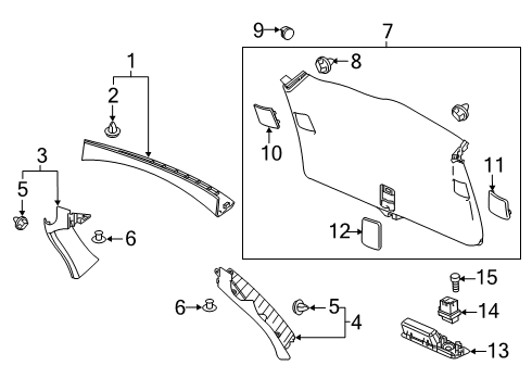 2019 Honda Odyssey Lift Gate Clip Assy., Trim *NH900L* (DEEP BLACK) Diagram for 90667-TC0-U01ZM