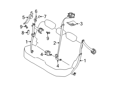 2007 Nissan Murano Seat Belt Bolt Diagram for 08157-0201E