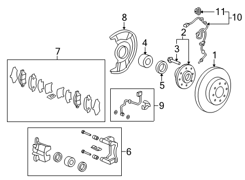 2017 Honda Fit Anti-Lock Brakes Caliper Sub-Assembly, Left Front Diagram for 45019-T5R-A10
