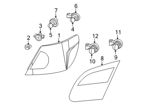 2008 Chrysler Sebring Tail Lamps Bulb Diagram for L003757A