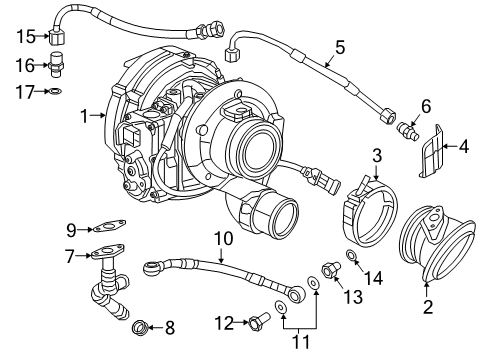 2021 Ram 2500 Turbocharger Adapter-Exhaust Outlet Diagram for 68445523AA