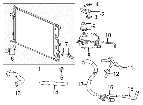 2017 Honda Civic Powertrain Control Bracket B, Radiator Mounting (Upper) Diagram for 74176-TGG-A00