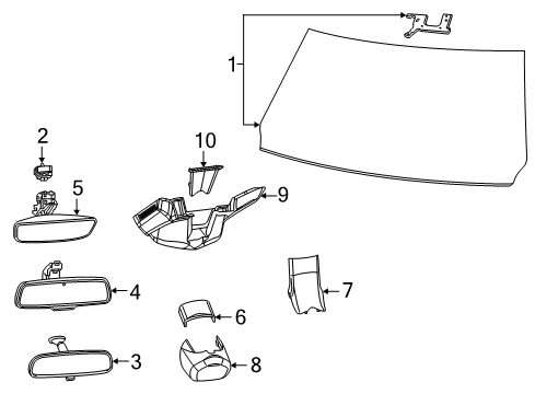 2020 Ram 1500 Glass - Windshield Inside Rear View Mirror Diagram for 68325128AA