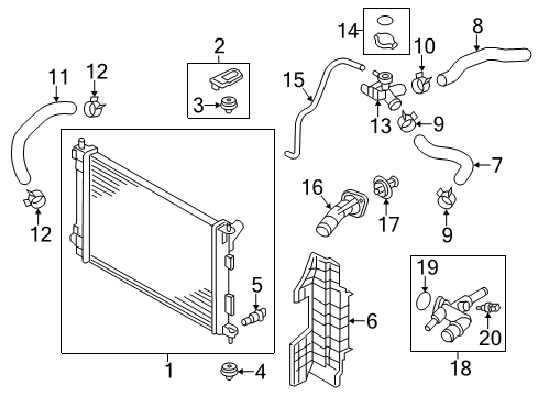 2014 Hyundai Elantra Coupe Radiator & Components Bracket Assembly-Radiator Diagram for 253333X100