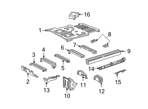 2007 Mercury Monterey Floor & Rails Floor Pan Diagram for 3F2Z-1711215-AA