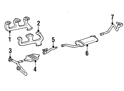 1991 GMC C1500 Exhaust Components, Exhaust Manifold Exhaust Manifold Pipe Assembly Diagram for 15671884