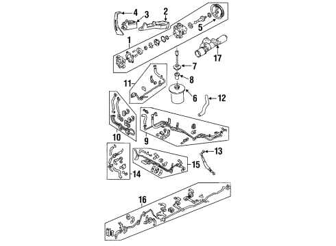 1994 Infiniti J30 P/S Pump & Hoses Power Steering Pump Assembly Diagram for 49110-11Y00
