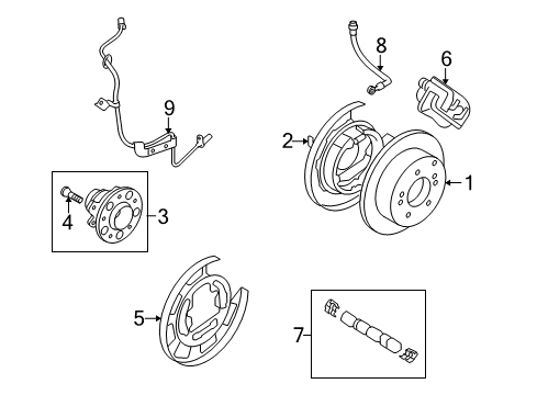 2010 Hyundai Elantra Rear Brakes Seal Kit-Rear Disc Brake Diagram for 58303-2LA00