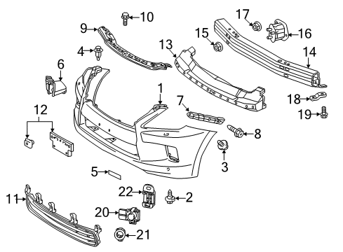 2013 Lexus LX570 Front Bumper Sensor, Ultrasonic Diagram for 89341-33190-B7