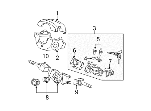 2007 Honda Fit Switches Lock Assy., Steering Diagram for 35100-SLA-J01