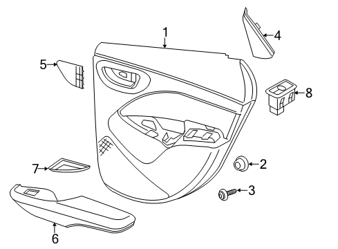 2013 Dodge Dart Rear Door ARMREST-Rear Door Trim Diagram for 5YE17HL1AA