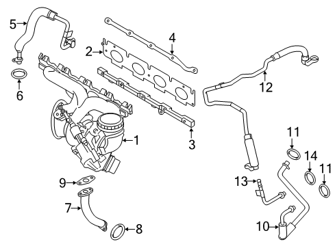 2018 Mini Cooper Turbocharger Exchange.Turbocharger W.Exhaust Manifold Diagram for 11658626637
