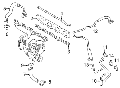 2018 Mini Cooper Turbocharger Line, Coolant Return, Turbocharger Diagram for 11538687749
