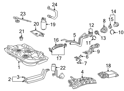 1998 Toyota Corolla Fuel Supply Fuel Tank Diagram for 77001-02041