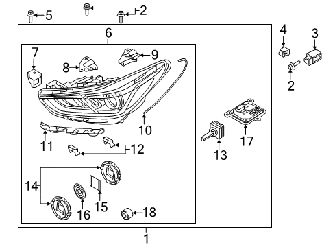2017 Genesis G90 Headlamps Head Lamp Sub Assembly, Right Diagram for 92104-D2010