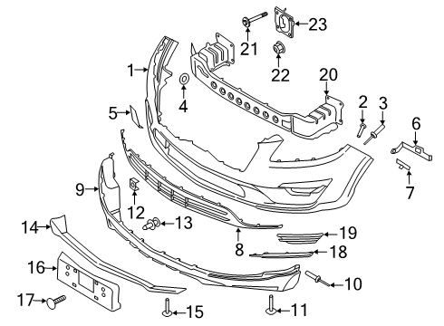 2019 Lincoln MKC Front Bumper Valance Diagram for KJ7Z-17626-AA