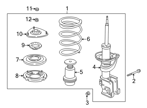 2006 Honda Element Struts & Components - Front Shock Absorber Assembly, Right Front Diagram for 51601-SCV-A17