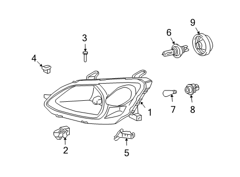 2003 Toyota Echo Bulbs Composite Headlamp Diagram for 81130-52300