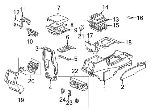2003 Acura MDX Auxiliary Heater & A/C Console Assembly, Center (Saddle) Diagram for 83450-S3V-A02ZC