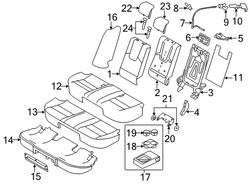 2012 Ford Fusion Rear Seat Components Headrest Guide Diagram for AE5Z-54610A18-BA