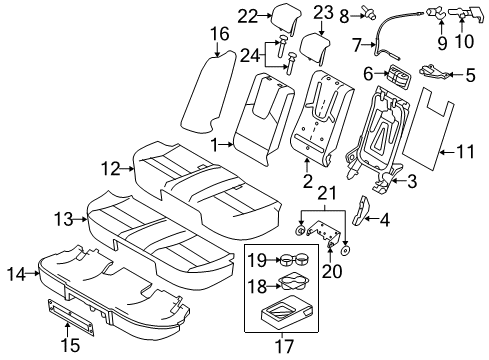 2012 Ford Fusion Rear Seat Components Armrest Assembly Diagram for AE5Z-5467112-CC