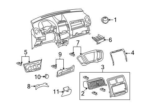 2009 Scion xD Cluster & Switches, Instrument Panel Cup Holder Diagram for 55620-52060-B0