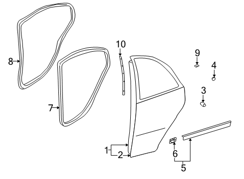 2006 Hyundai Elantra Rear Door Weatherstrip Assembly-Rear Door Side LH Diagram for 83130-2D201