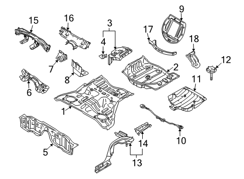2010 Infiniti M45 Rear Body - Floor & Rails Floor-Rear, Rear Diagram for 74514-EH130