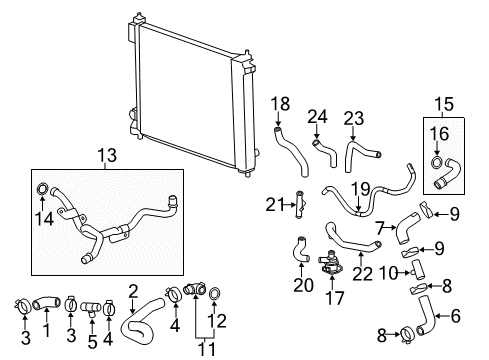 2010 Cadillac SRX Hoses, Lines & Pipes Outlet Hose Connector Diagram for 25956695