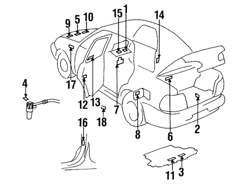 2000 Chevrolet Prizm Information Labels Caution Label Diagram for 88973261