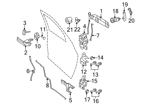 2010 Dodge Ram 1500 Front Door Handle-Exterior Door Diagram for 1GH21GTWAD