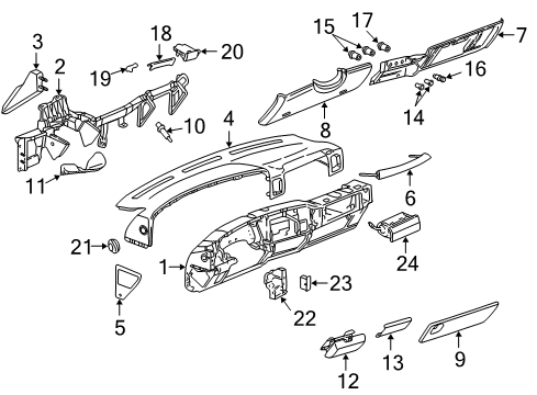 2002 GMC Yukon Instrument Panel Holder Asm-Instrument Panel Cup *Shale Diagram for 15753269