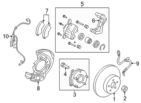 2021 Toyota Venza Front Brakes Caliper Support Bolt Diagram for 90105-12401
