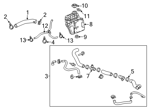 2019 Chevrolet Camaro Radiator Hoses Lower Hose Clamp Diagram for 11547957