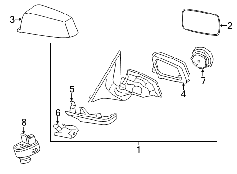 2011 BMW 740Li Parking Aid Exterior Mirror Without Glass, Heated, Left Diagram for 51167282161