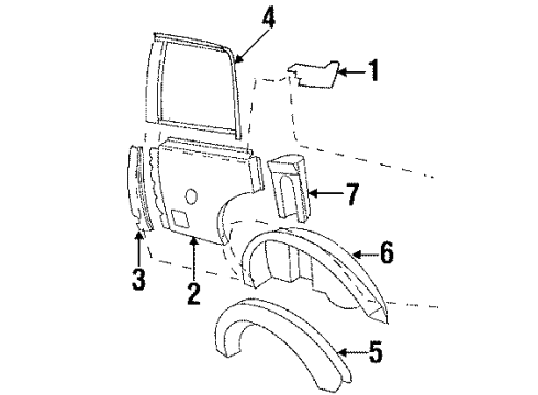 1987 Buick Electra Inner Structure - Quarter Panel PANEL, Rear Wheelhouse Diagram for 20731506