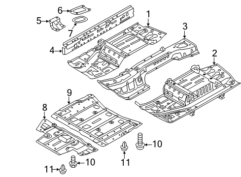 2012 Nissan Leaf Pillars, Rocker & Floor - Floor & Rails Floor Front Diagram for G4321-3NAMA