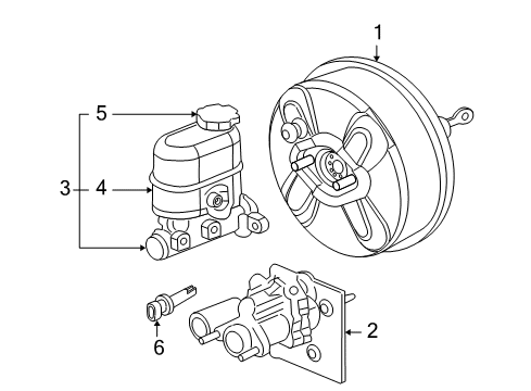 2004 GMC Sierra 2500 HD Hydraulic System Power Brake Booster Assembly Diagram for 88967101